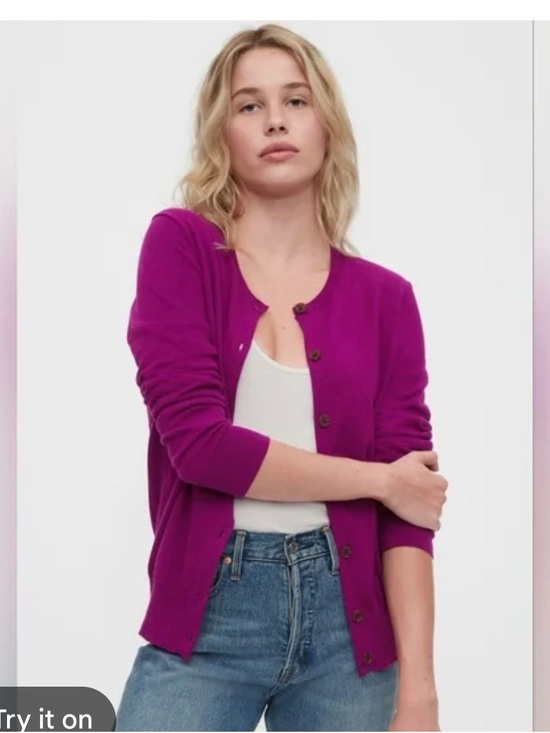 J. Crew Sweaters - J. Crew Magenta cranberry CARYN Crewneck Button-Front Cardigan